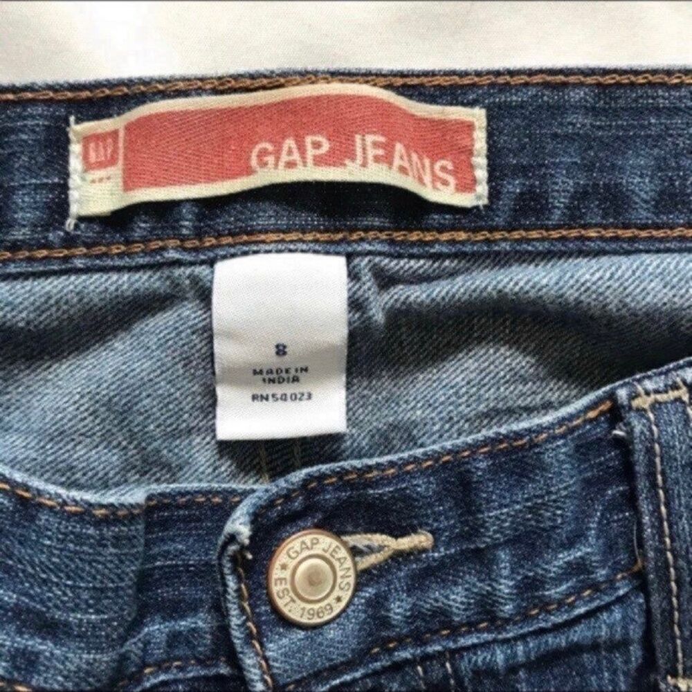 GAP Jeans Crop Capri Womens Sz 8 Denim Blue Jeans Stretch Triangle Flap Pockets - Picture 3 of 10